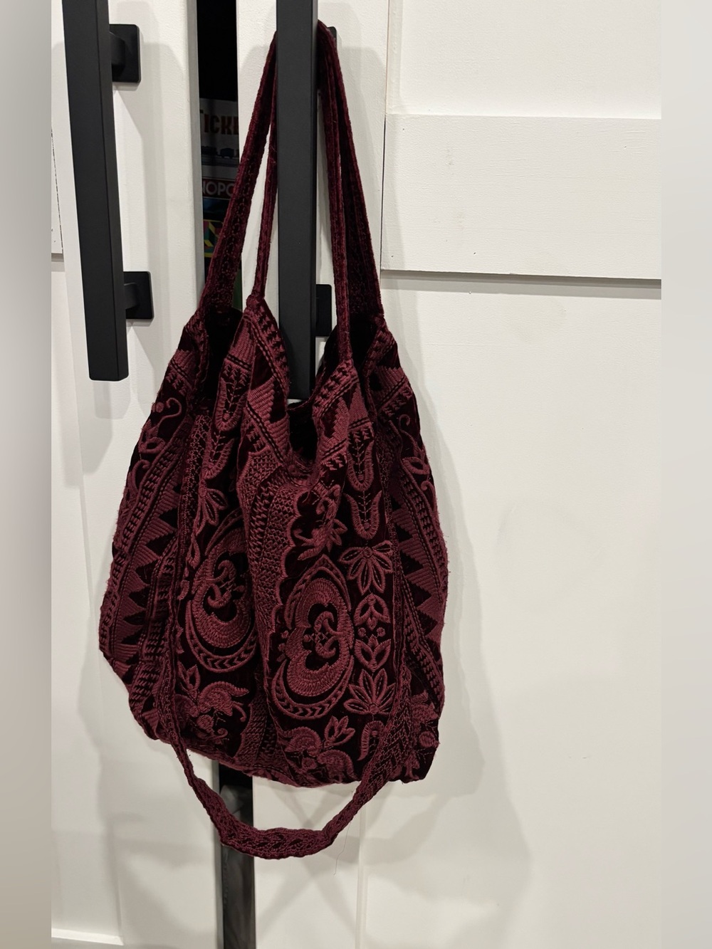 Johnny Was Embroidered Burgundy Tote